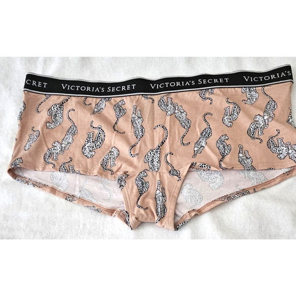 3 Victoria's Secret Logo Cotton (2) Shortie & (1) Boyshort/Boxer XL Brown NWT - Picture 14 of 16